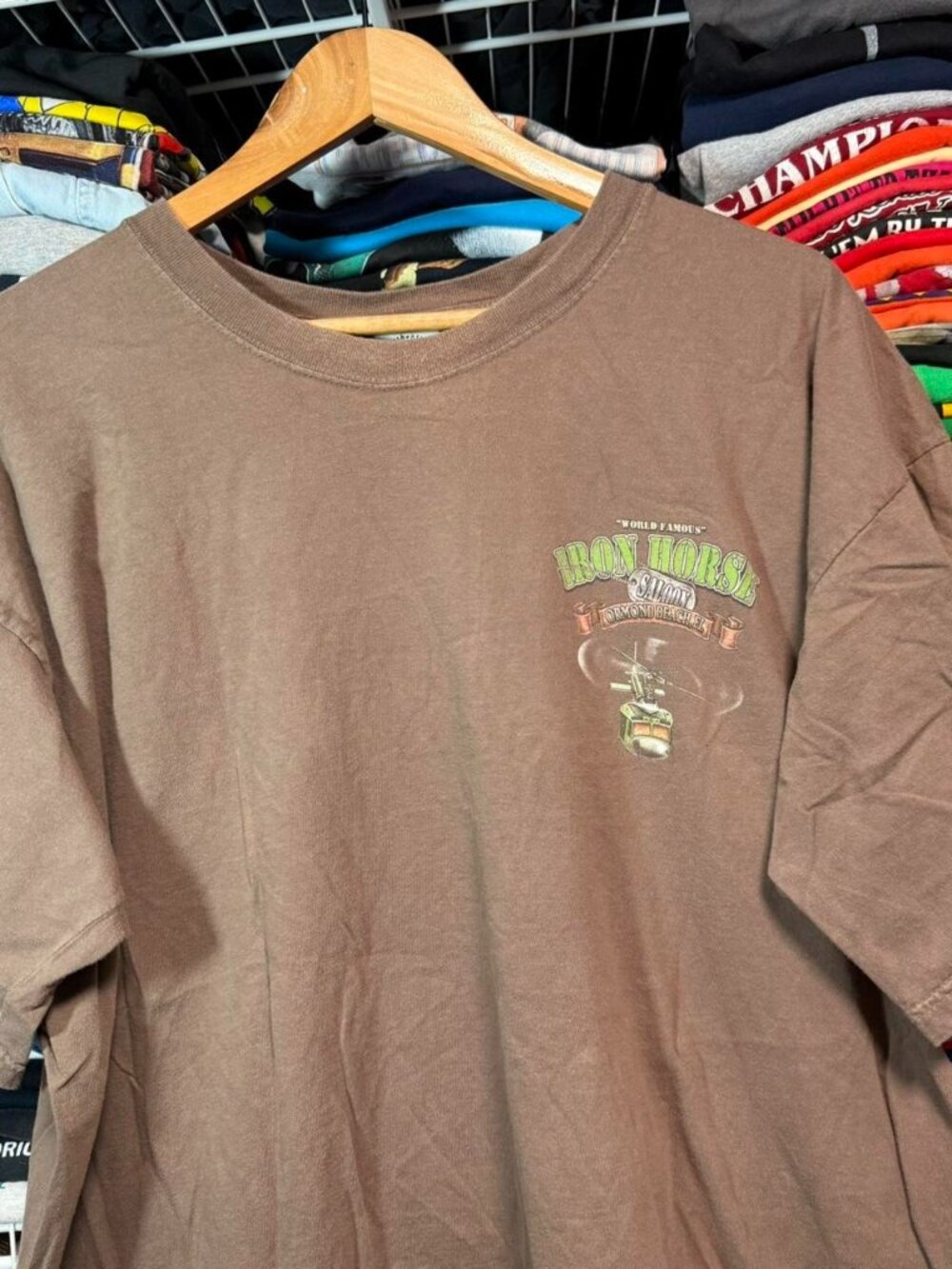 Iron horse saloon Ormond Florida t shirt brown army war graphic